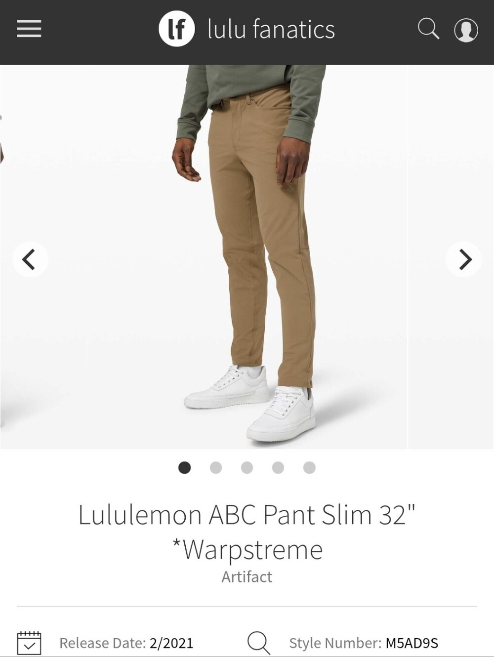 Lululemon Men's ABC 5-Pocket Pant Size 34 In Rust Color